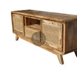 Load image into Gallery viewer, Rattan and Mango Wood Tv stand 2 door 1 draw.