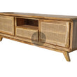 Load image into Gallery viewer, Rattan and Mango Wood Tv stand 2 door 1 draw.