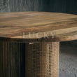 Load image into Gallery viewer, Rattan and Mango Wood Round Dining Table