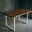 Load image into Gallery viewer, Live Edge Acacia Wood Table with White Metal Legs