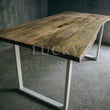 Load image into Gallery viewer, Live Edge Mango Wood Dining Table U White legs