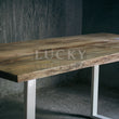 Load image into Gallery viewer, Live Edge Mango Wood Dining Table U White legs