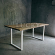 Load image into Gallery viewer, Live Edge Mango Wood Dining Table U White legs