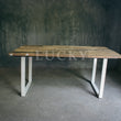 Load image into Gallery viewer, Rustic Teak Railway Sleeper Wood Dining Table with Glass Top