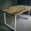 Load image into Gallery viewer, Rustic Teak Railway Sleeper Wood Dining Table with Glass Top