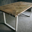 Load image into Gallery viewer, Chevron Mango Wood Dining Table with White Metal Legs
