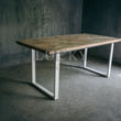 Load image into Gallery viewer, Chevron Mango Wood Dining Table with White Metal Legs