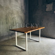 Load image into Gallery viewer, Live Edge Acacia Wood Table with White Metal Legs