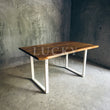 Load image into Gallery viewer, Live Edge Acacia Wood Table with White Metal Legs