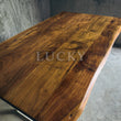 Load image into Gallery viewer, Live Edge Acacia Wood Table with White Metal Legs