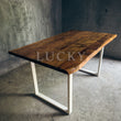 Load image into Gallery viewer, Live Edge Acacia Wood Table with White Metal Legs