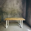 Load image into Gallery viewer, Rustic Teak Railway Sleeper Wood Dining Table with Glass Top