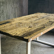 Load image into Gallery viewer, Rustic Teak Railway Sleeper Wood Dining Table with Glass Top
