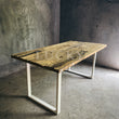 Load image into Gallery viewer, Rustic Teak Railway Sleeper Wood Dining Table with Glass Top
