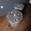 Load image into Gallery viewer, Floral bone inlay side table black and white