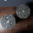Load image into Gallery viewer, Floral bone inlay side table black and white