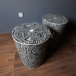 Load image into Gallery viewer, Floral bone inlay side table black and white