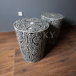 Load image into Gallery viewer, Floral bone inlay side table black and white