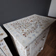 Load image into Gallery viewer, Mother of pearl inlay bedside side table white color