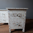 Load image into Gallery viewer, Mother of pearl inlay bedside side table white color