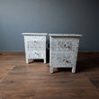 Load image into Gallery viewer, Mother of pearl inlay bedside side table white color