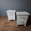 Load image into Gallery viewer, Mother of pearl inlay bedside side table white color