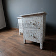 Load image into Gallery viewer, Mother of pearl inlay bedside side table white color