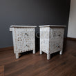 Load image into Gallery viewer, Mother of pearl inlay bedside side table white color