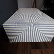 Load image into Gallery viewer, Grey and white lines design abstract coffee table bone inlay