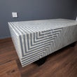 Load image into Gallery viewer, Grey and white lines design abstract coffee table bone inlay