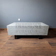 Load image into Gallery viewer, Grey and white lines design abstract coffee table bone inlay