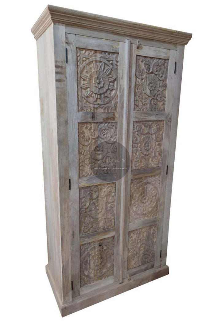 Carved Design Mango Wood Cabinet.
