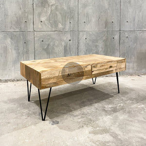 Mango wood and brass inlay coffee table.