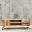 Load image into Gallery viewer, Mango wood and brass inlay tv stand 2 draw 1 door.