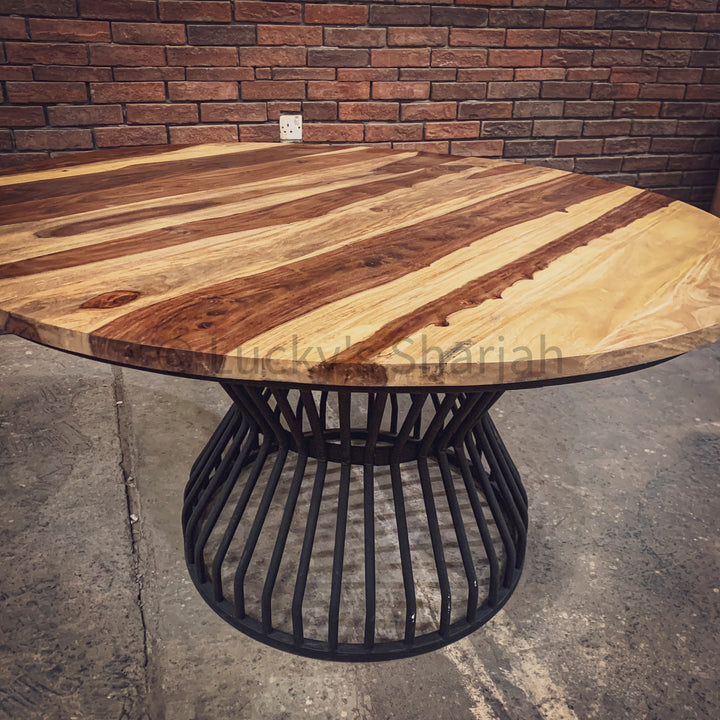Rosewood Round Dining table with KLOUVI Base | Lucky Furniture & Handicrafts.