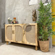 Load image into Gallery viewer, Rattan and mango wood 3 door.