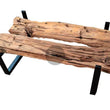 Load image into Gallery viewer, 2 Log Railway Beam Table with glass.