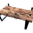 Load image into Gallery viewer, 2 Log Railway Beam Table with glass.