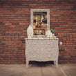 Load image into Gallery viewer, Grey and white bone inlay drawchest and mirror FLORAL | Lucky Furniture & Handicrafts.