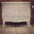 Load image into Gallery viewer, Grey and white bone inlay drawchest and mirror FLORAL | Lucky Furniture & Handicrafts.