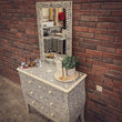 Load image into Gallery viewer, Grey and white bone inlay drawchest and mirror FLORAL | Lucky Furniture & Handicrafts.