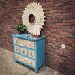 Load image into Gallery viewer, White & Blue Carved drawchest | Lucky Furniture & Handicrafts.