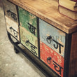 Load image into Gallery viewer, Multicolor low console industrial with wheel | Lucky Furniture & Handicrafts.