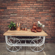 Load image into Gallery viewer, Low Cart wheel table | Lucky Furniture & Handicrafts.