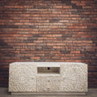 Load image into Gallery viewer, Carved Whitewash Tv stand | Lucky Furniture & Handicrafts.