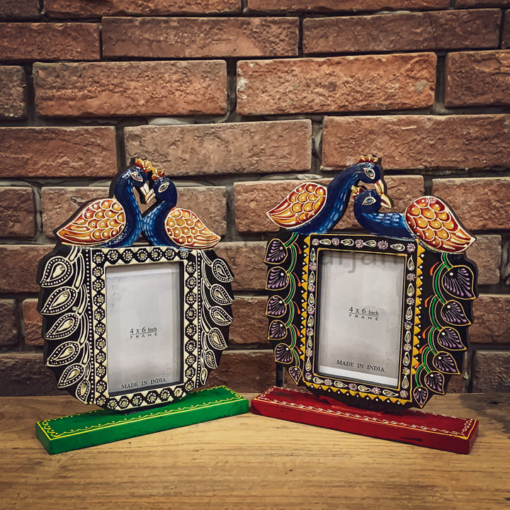 Handpainted peacock photo frame | Lucky Furniture & Handicrafts.