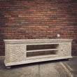 Load image into Gallery viewer, Carved whitewash Tv stand 2 door | Lucky Furniture & Handicrafts.