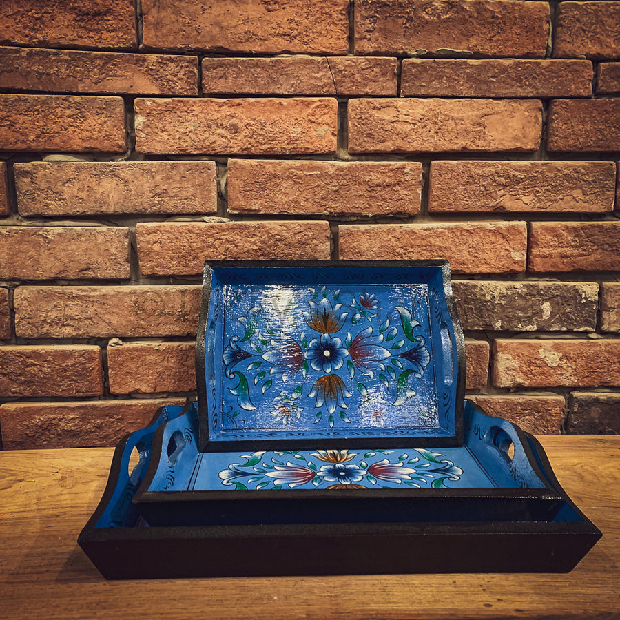 Hand painted multi-color tray set | Lucky Furniture & Handicrafts.