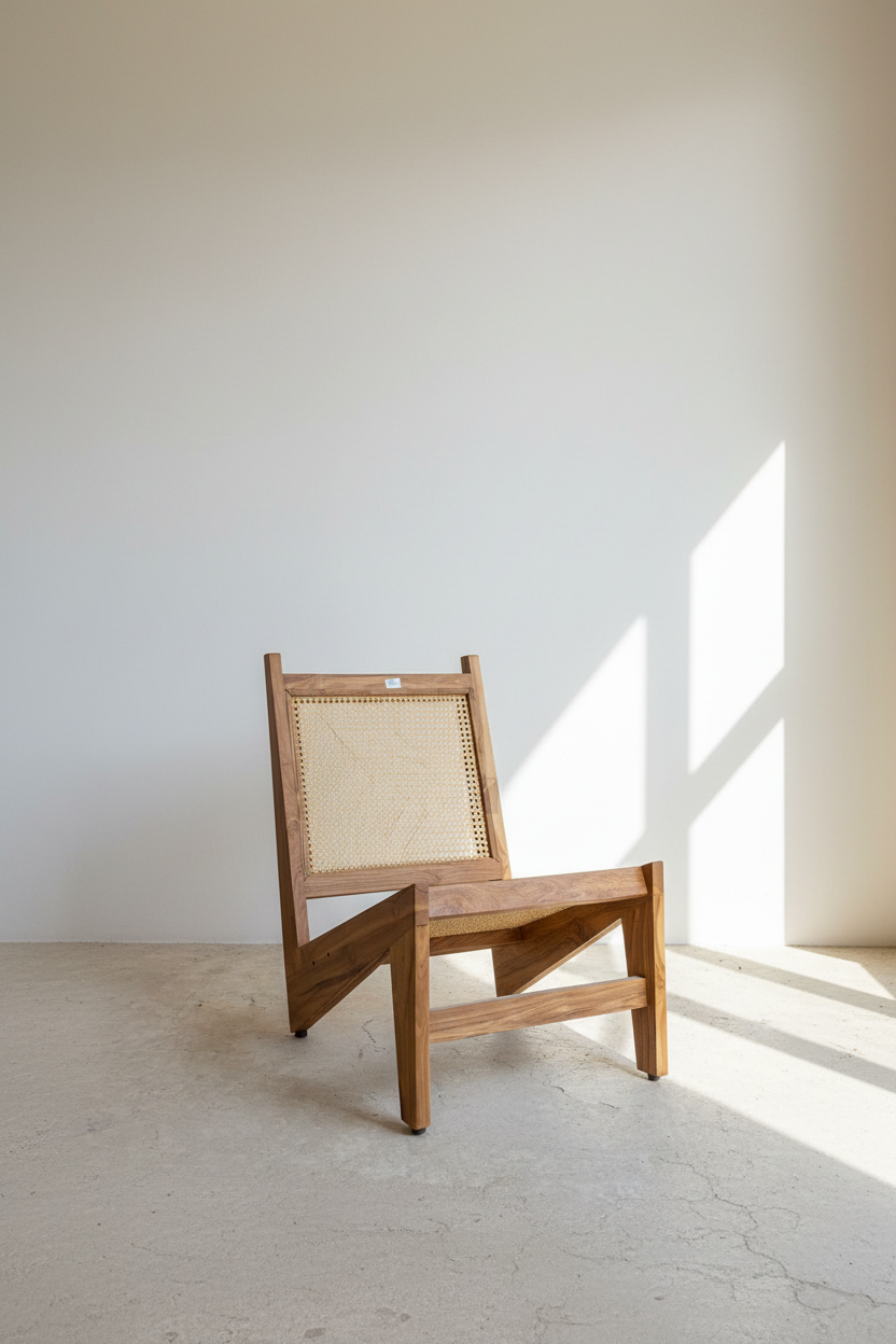 Rattan teak wood accent chair