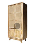Rattan and Mango Wood Wardrobe.